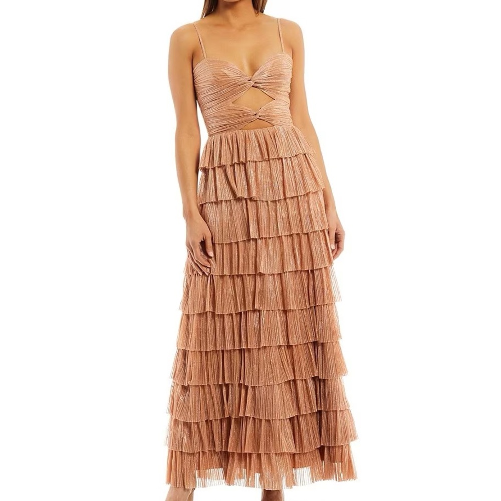 Gianni Bini grace metallic ruffle maxi dress